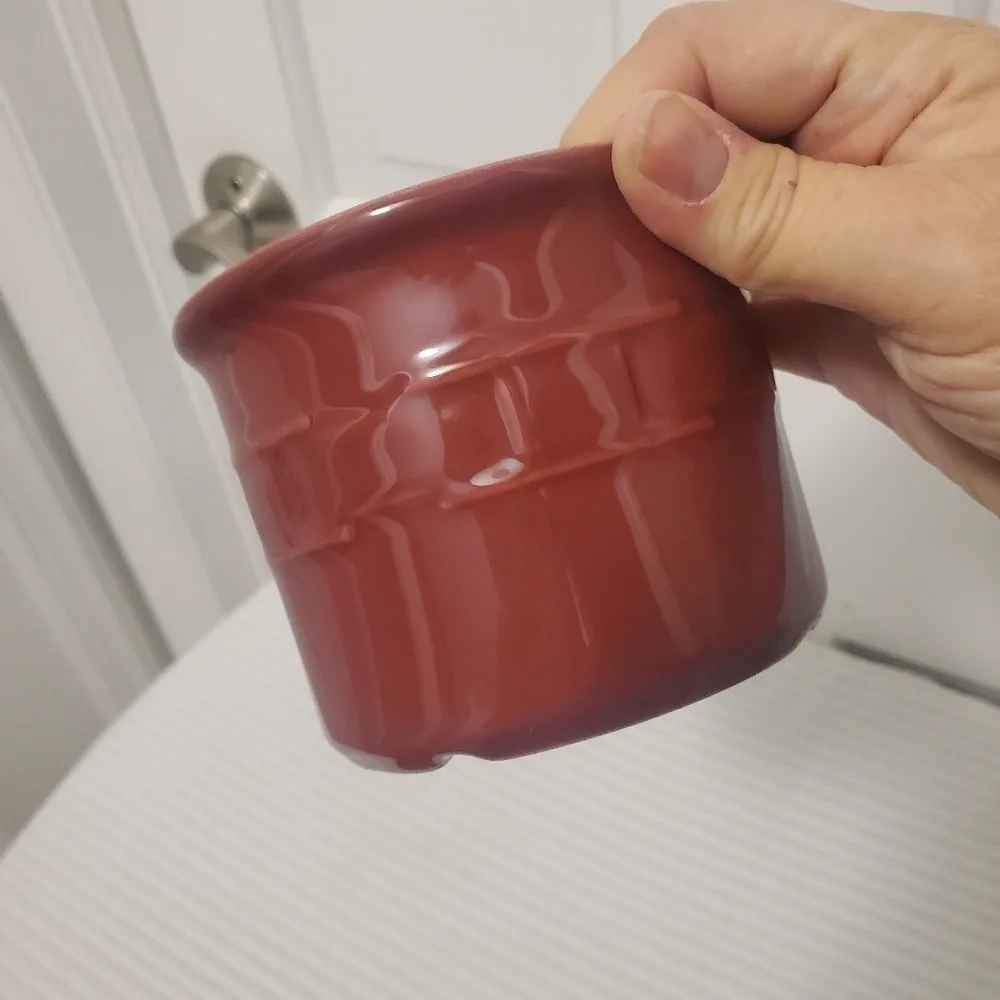 Longaberger Woven Traditions Paprika in Color 1 Pint Crock/candle holder, USA